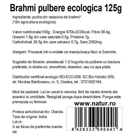 Pudra de brahmi, 125 g, Obio 736213