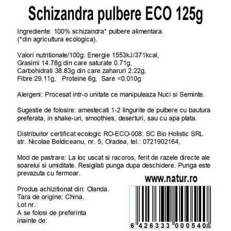 Pudra de schizandra, 125 g, Obio 736249