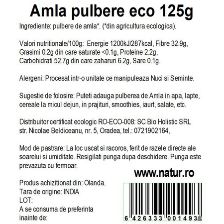 Pudra de amla, 125 g, Obio 736456
