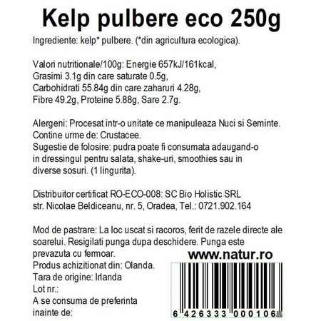 Pudra de alge Kelp, 250 g, Obio 736496