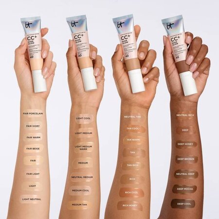 Crema colorata iluminatoare cu SPF40 Fair Ivory CC+ Nude Glow, 32 ml, It Cosmetics 736561