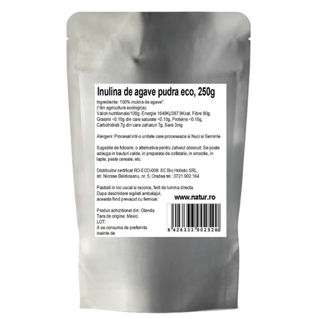 Pudra de inulina de agave, 250 g, Obio 736594