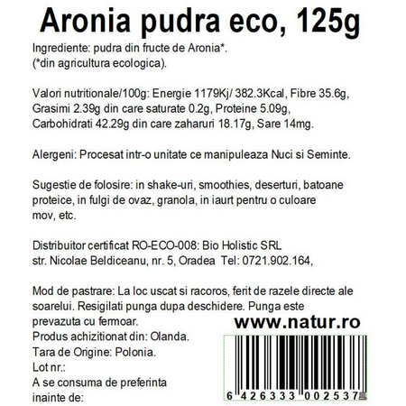 Pudra de aronia, 125 g, Obio 736619