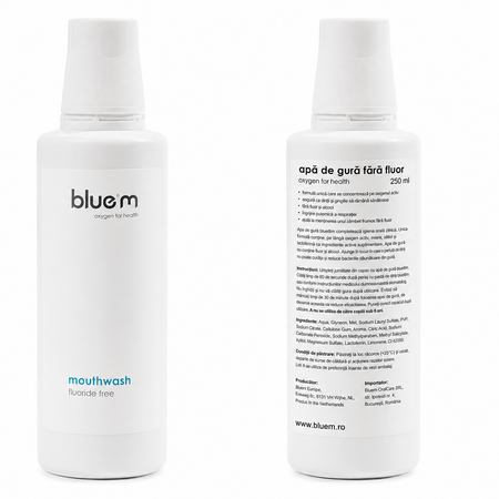Apa de gura fara fluor, 250 ml, Blue M 736858