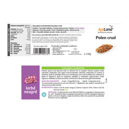 Polen crud de iarba neagra, 130 g, Apiland 736918