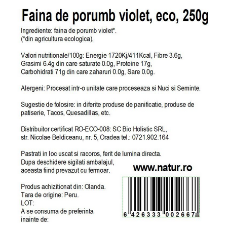 Faina de porumb violet, 250 g, Obio 736956