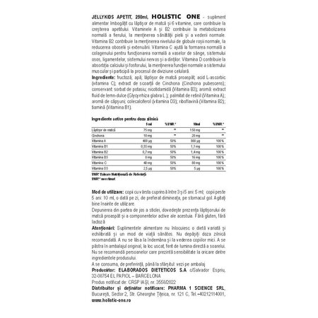Sirop pentru copii JellyKids Apetit, 250 ml, Holistic One 736975
