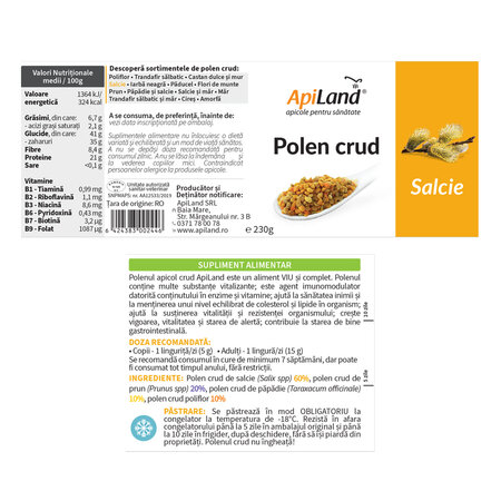 Polen crud de salcie, 230 g, Apiland 736991