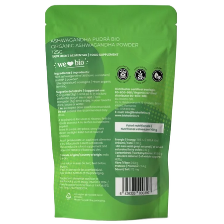 Pudra de Ashwagandha, 125 g, Obio 736996