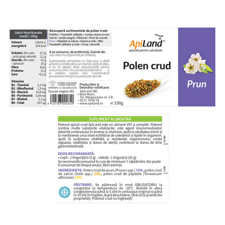 Polen crud de prun, 230 g, Apiland 737079