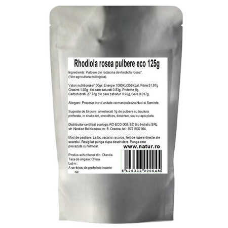 Pudra de rhodiola rosea, 125 g, Obio 737120