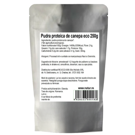 Pudra proteica din canepa, 250 g, Obio 737199