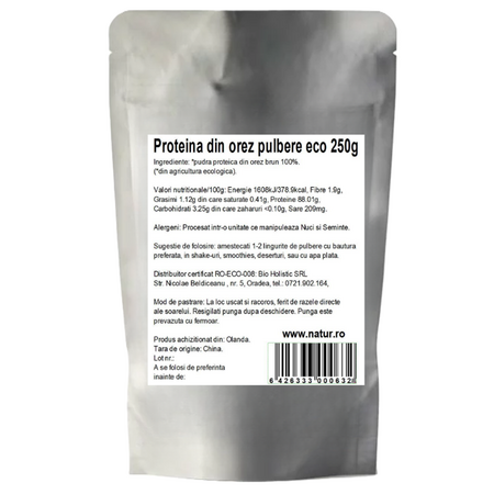 Pudra proteica din orez, 250 g, Obio 737214
