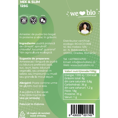 Pudra proteica Mix and Slim, 125 g, Obio 737234