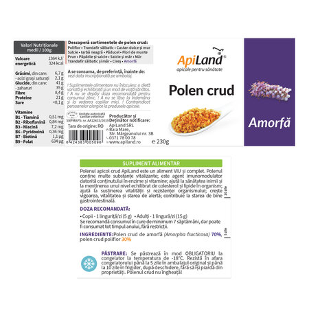 Polen crud de amorfa, 230 g, Apiland 737255