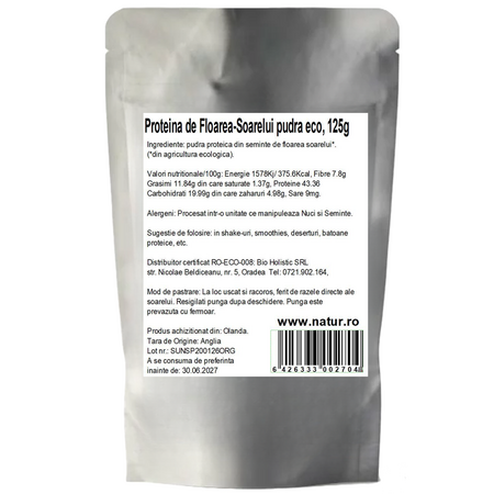 Pudra proteica din floarea soarelui, 125 g, Obio 737261