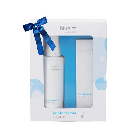 Kit esential pentru ingrijirea zilnica a implanturilor dentare, 250 ml + 75 ml, Blue M