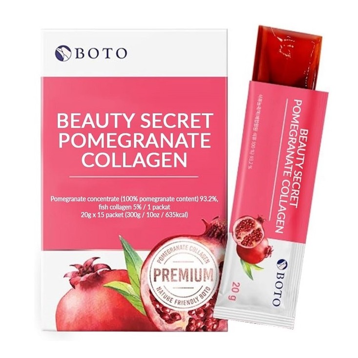 Colagen marin si extract concentrat de rodie Beauty secret pomegranate collagen jelly, 15 plicuri x 20 g, Boto