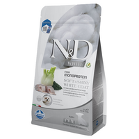 Hrana uscata cu biban de mare, fenicul si spirulina pentru caini N&D White Puppy Mini, 1500 g, Farmina