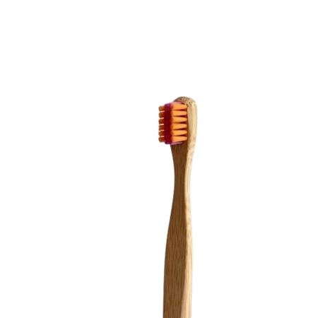 Periuta de dinti ortodontica din bambus 3-12 ani Kids, 7680 peri ultra-soft, Portocaliu, 1 bucata, Gingia 737475
