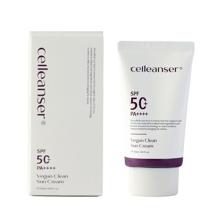 Crema de fata cu SPF50+ PA++++ cu Ferment de Ceai Negru, Panthenol și Acid Hialuronic Vegan Clean, 50 ml, Celleanser 737568