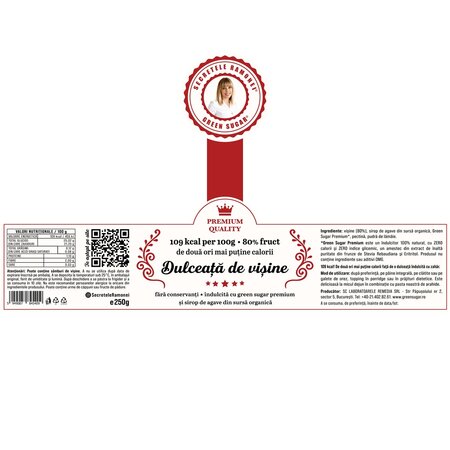 Dulceata de visine Secretele Ramonei, 250 g, Laboratoarele Remedia 737826