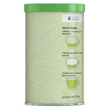 Matcha latte cu green sugar, 200 g, Laboratoarele Remedia 737810