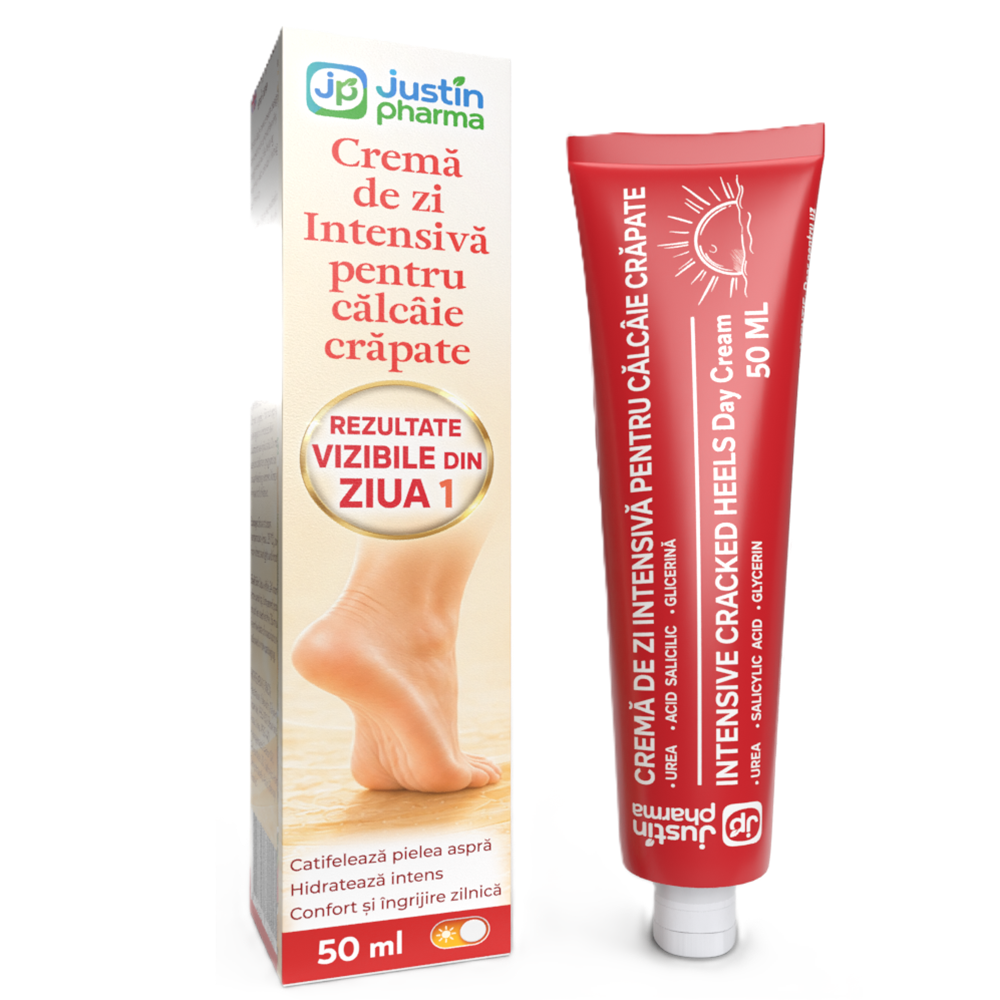 Crema de zi cu uree si glicerina pentru calcaie crapate, 50 ml, Justin Pharma
