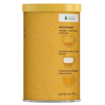 Turmeric latte cu green sugar Secretele Ramonei, 200 g, Laboratoarele Remedia 737880