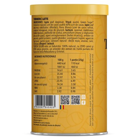 Turmeric latte cu green sugar Secretele Ramonei, 200 g, Laboratoarele Remedia 737879
