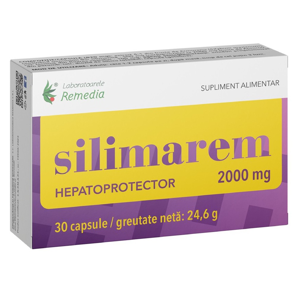 Silimarem, 2000 mg, 30 capsule, Laboratoarele Remedia