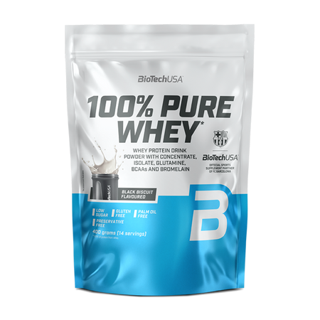 Pudra proteica 100% Pure Whey Black Biscuit, 400 g, BioTech USA