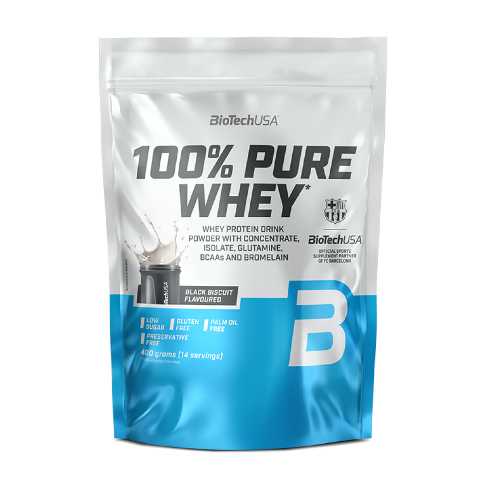 Pudra proteica 100% Pure Whey Black Biscuit, 400 g, BioTech USA