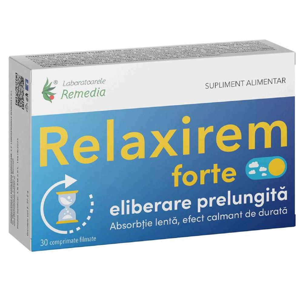 Relaxirem Forte eliberare prelungita, 30 comprimate, Laboratoarele Remedia