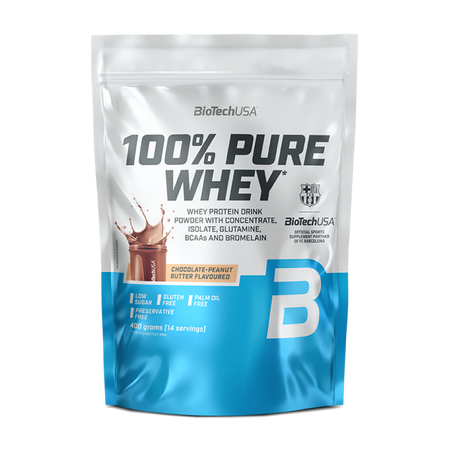 Pudra proteica 100% Pure Whey Chocolate-Peanut Butter, 400 g, BioTech USA