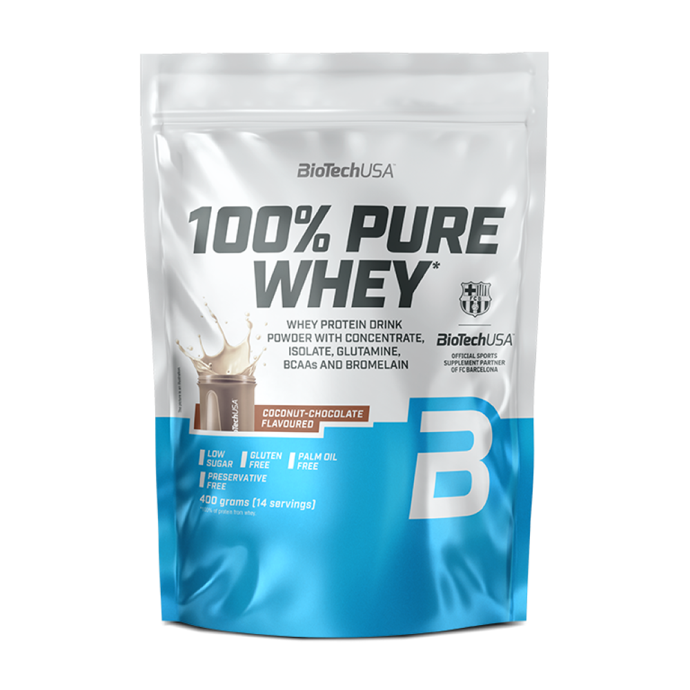 Pudra proteica 100% Pure Whey Coconut Chocolate, 400 g, BioTech USA
