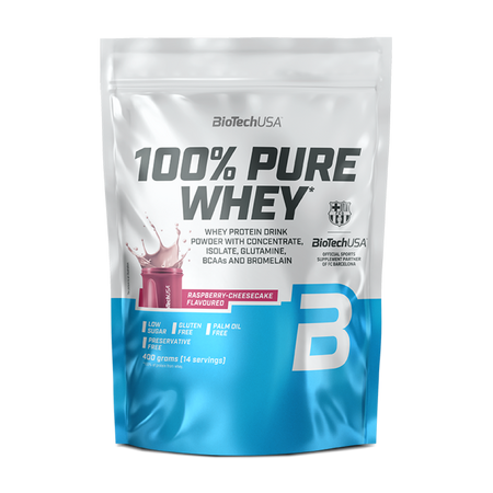 Pudra proteica 100% Pure Whey Rasberry Cheesecake, 400 g, BioTech USA