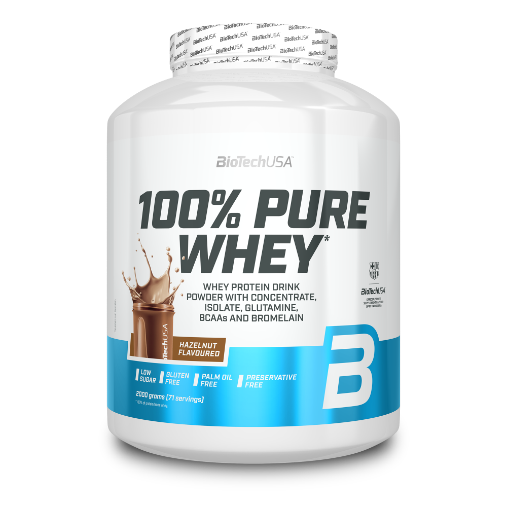Pudra proteica 100% Pure Whey Hazelnut, 2000 g, BioTech USA