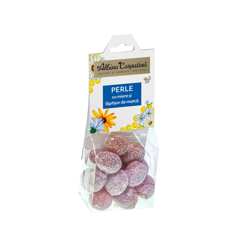 Perle cu miere si laptisor de matca, 100 g, Albina Carpatina