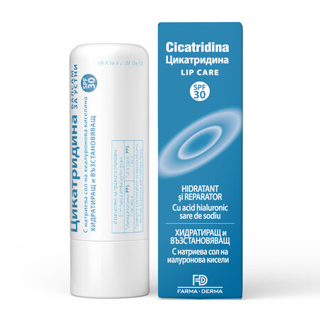 Balsam de buze cu protectie solara SPF30 Cicatridina, 5.5 ml, Naturpharma 738058