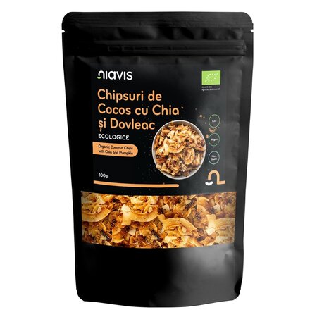 Chipsuri de cocos cu chia si dovleac ecologice, 100 g, Niavis