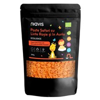 Paste safari cu linte rosie si in auriu ecologice, 250 g, Niavis