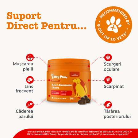 Supliment pentru sistemul imunitar la caini Aller-Immune Chews, 50 tablete masticabile, Zesty Paws 738266