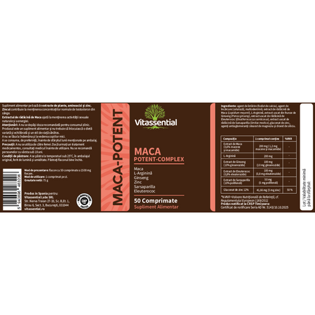 Maca Potent Complex, 50 comprimate, Vitassential 738283
