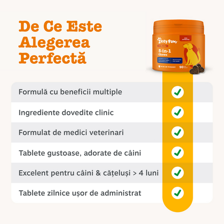 Multivitamine si probiotice pentru caini 5-in-1 Chews, 50 tablete masticabile, Zesty Paws 738302