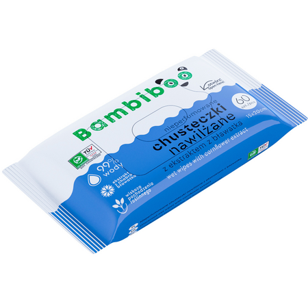 Servetele umede biodegradabile cu extract de albastrele, 60 bucati, Bambiboo 738344
