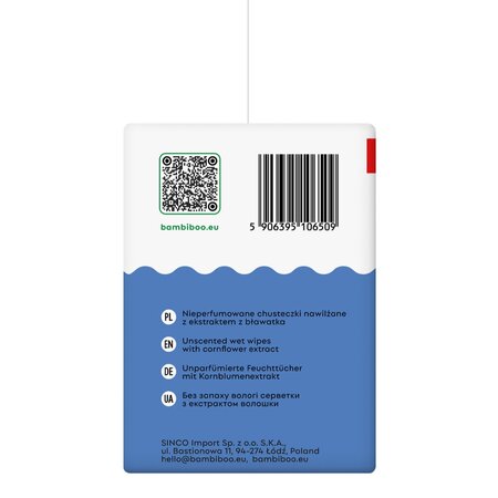 Pachet servetele umede biodegradabile cu extract de albastrele, 4 x 60 bucati, Bambiboo 738349