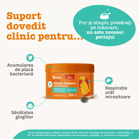 Pudra dentara pentru caini si pisici Plaque Defence Dental, 150 g, Zesty Paws 738383