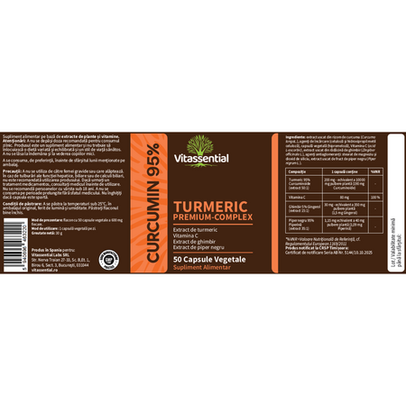 Turmeric Premium Complex, 50 capsule vegetale, Vitassential 738401
