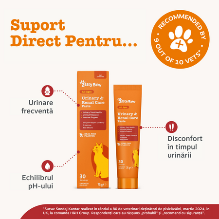 Pasta pentru sistemul urinar si renal la pisici Urinary & Renal Care, 75 g, Zesty Paws 738575